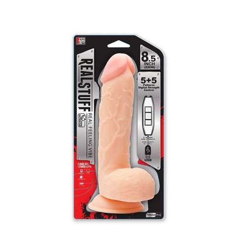 Телесный USB-вибратор REALSTUFF 8.5INCH - 22 см.